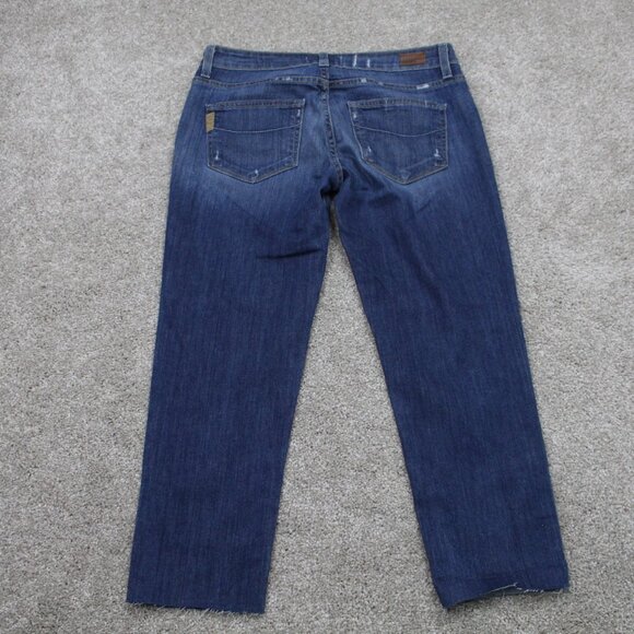 PAIGE Jimmy Jimmy Skinny Jeans Womens 25 Blue Distressed Capris w/ 22" inseam - Picture 5 of 11